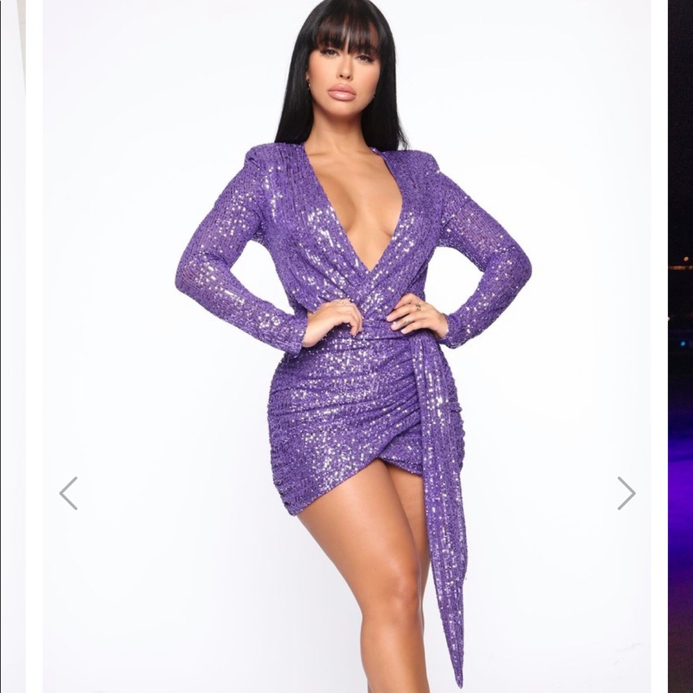 Purple sequins mini dress!